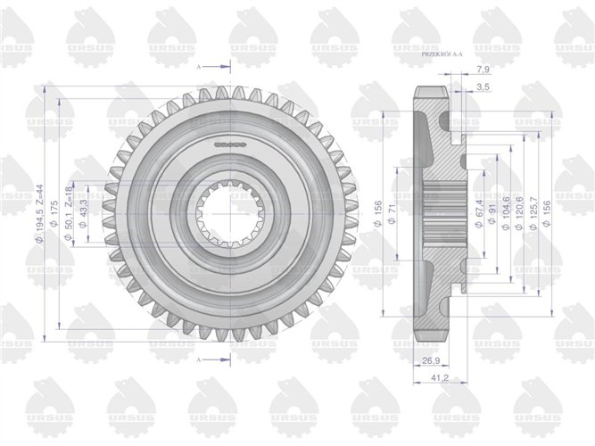 Koło przesuwne skrzyni pierwszego biegu 1682688M1 MF3 MF4 ORYGINAŁ URSUS