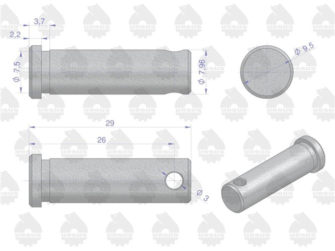 Sworzeń dźwigni sprzęgła 887897M1U ( sprzedawane po 10 ) MF3/4 ORYGINAŁ URSUS