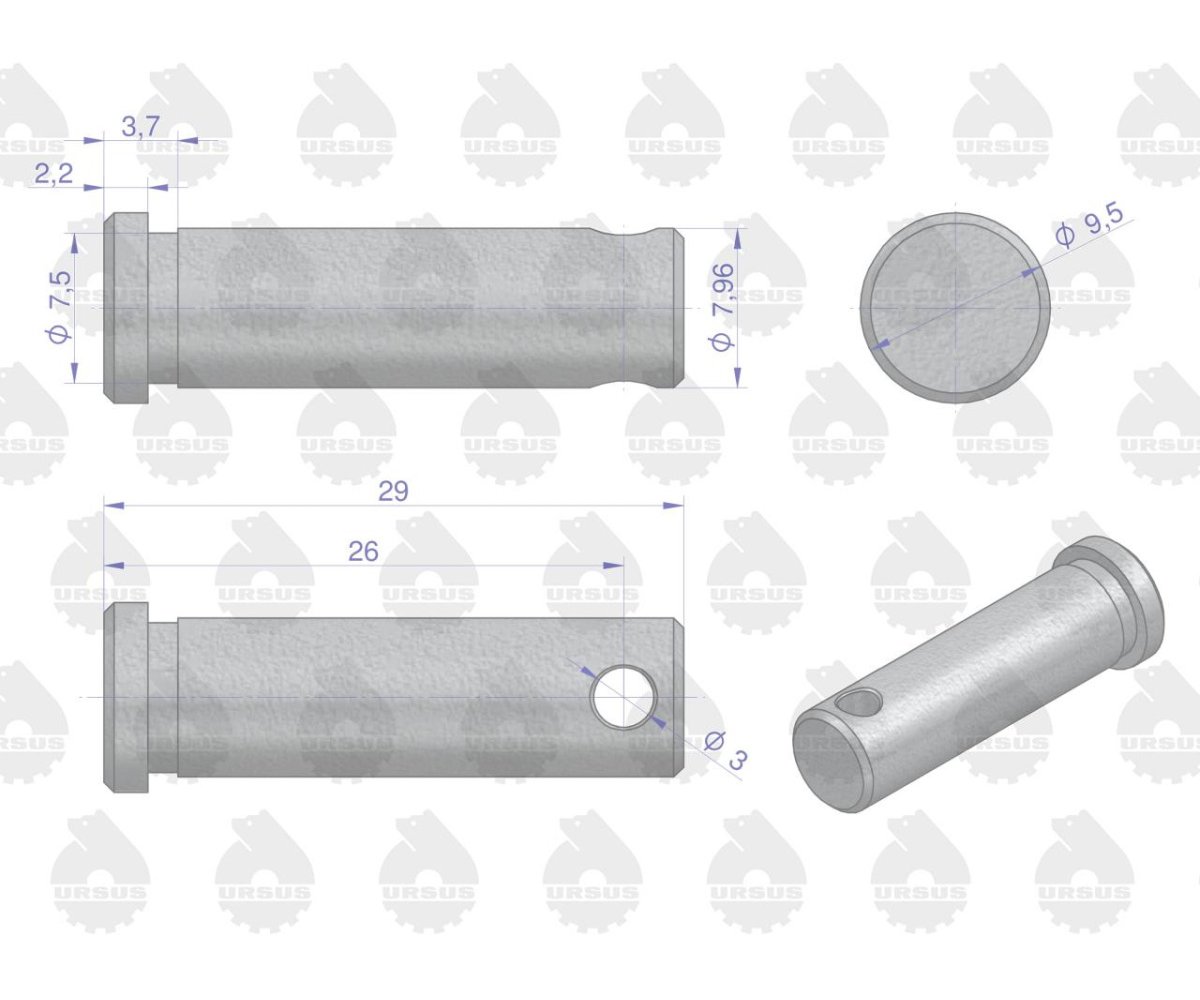 Sworzeń dźwigni sprzęgła 887897M1U ( sprzedawane po 10 ) MF3/4 ORYGINAŁ URSUS