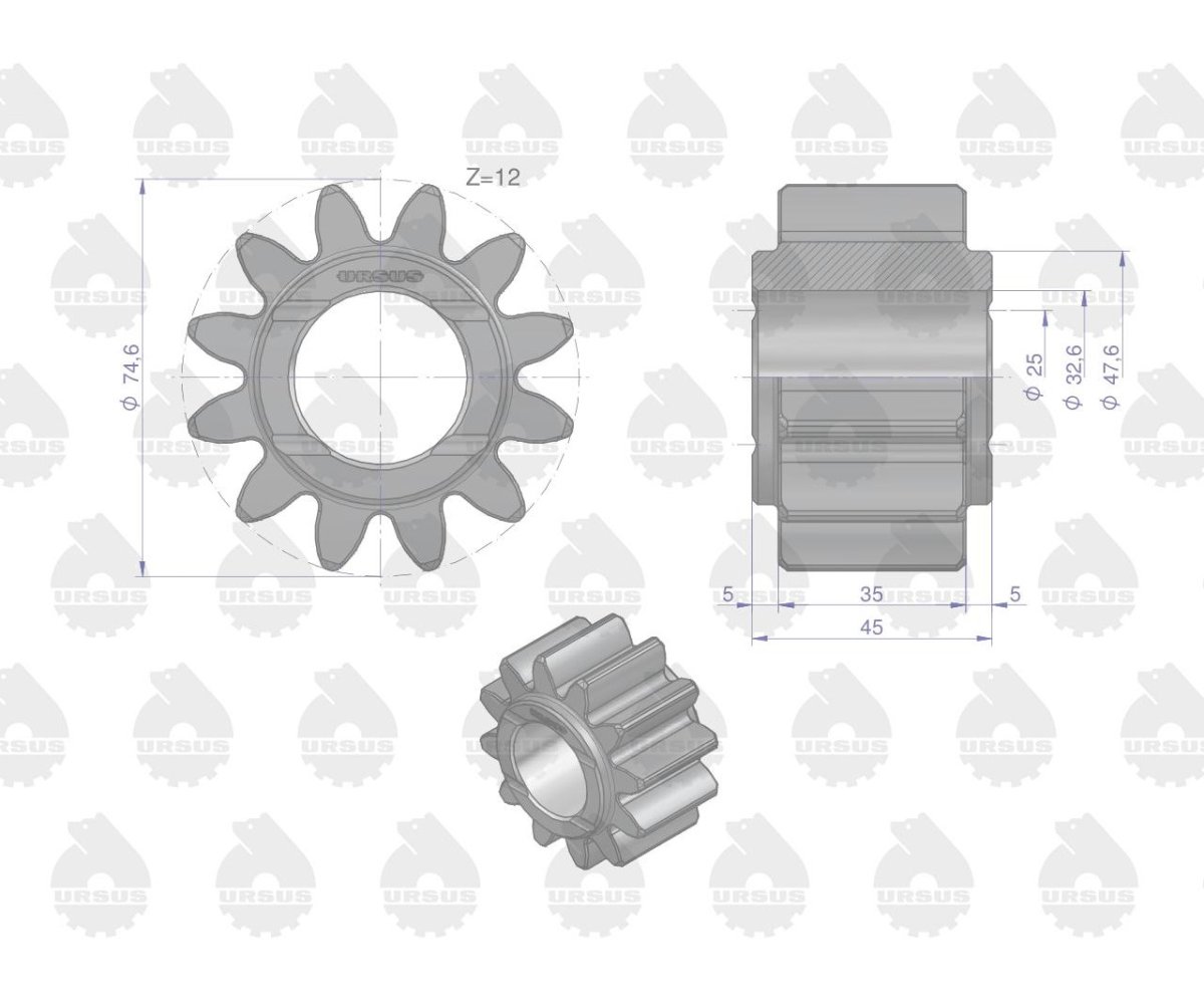 Satelit zwolnicy tylnego mostu 184176M1 MF3 MF4 ORYGINAŁ URSUS