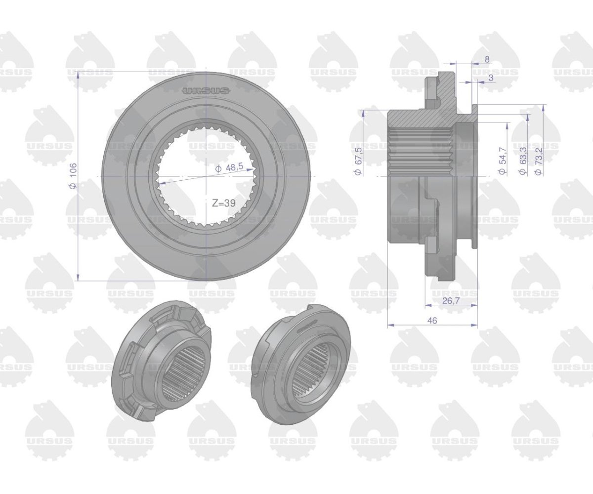 Sprzęgło kłowe blokady Z-39 MF3 ORYGINAŁ URSUS