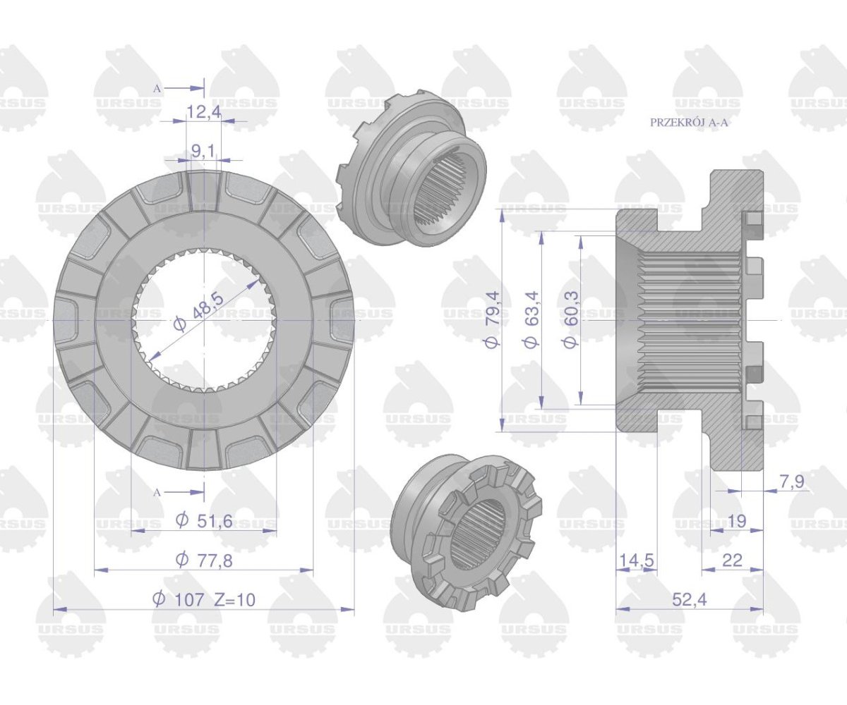 Sprzęgło blokady MF235 MF3 ORYGINAŁ URSUS
