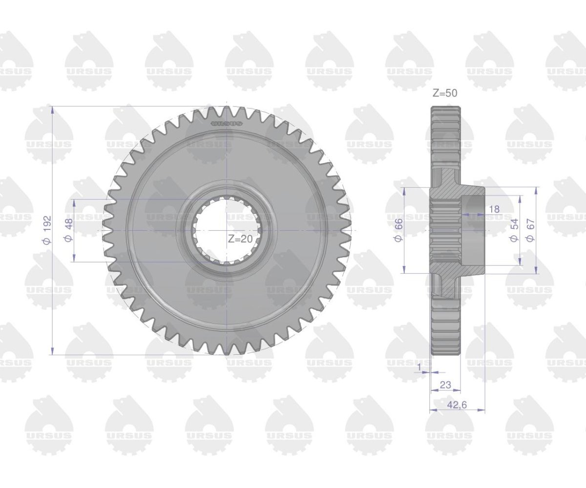 Koło napędowe stałego zazębienia skrzyni Z-50 MF3 235 ORYGINAŁ URSUS