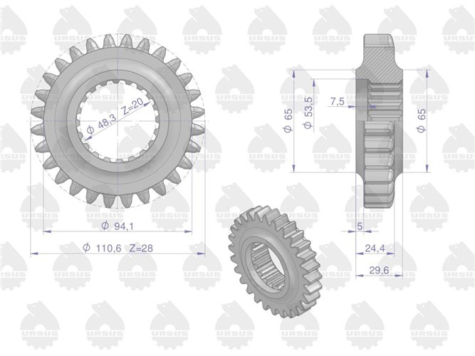 Koło trzeciego biegu skrzyni Z-20/28 MF3 MF4 ORYGINAŁ URSUS