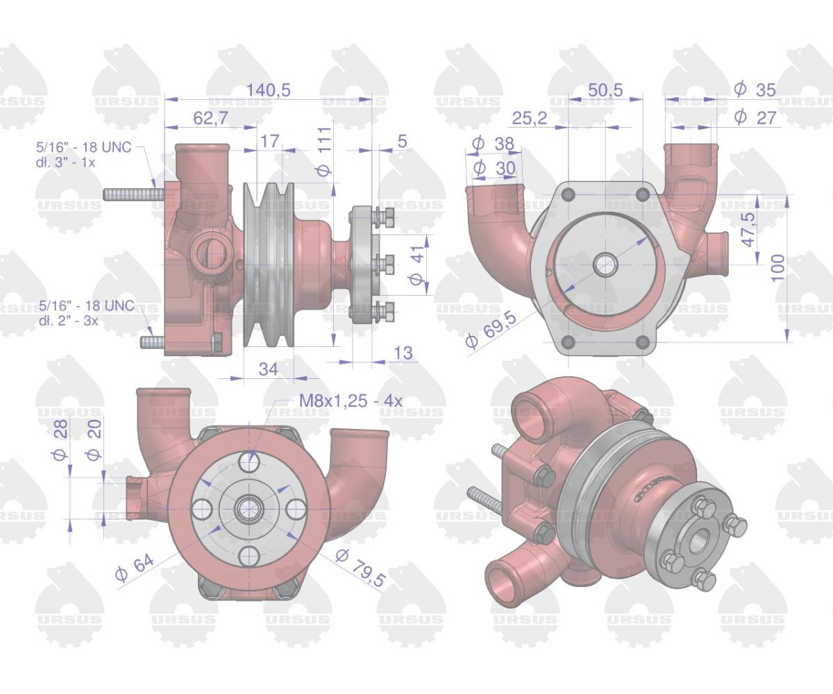 Pompa wody II paski MF3 ORYGINAŁ URSUS