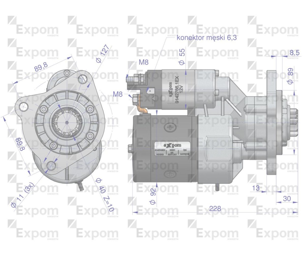 Rozrusznik z reduktorem typu Magneton MF4 Ursus 4512 9142743 Blue Line EXPOM KWIDZYN