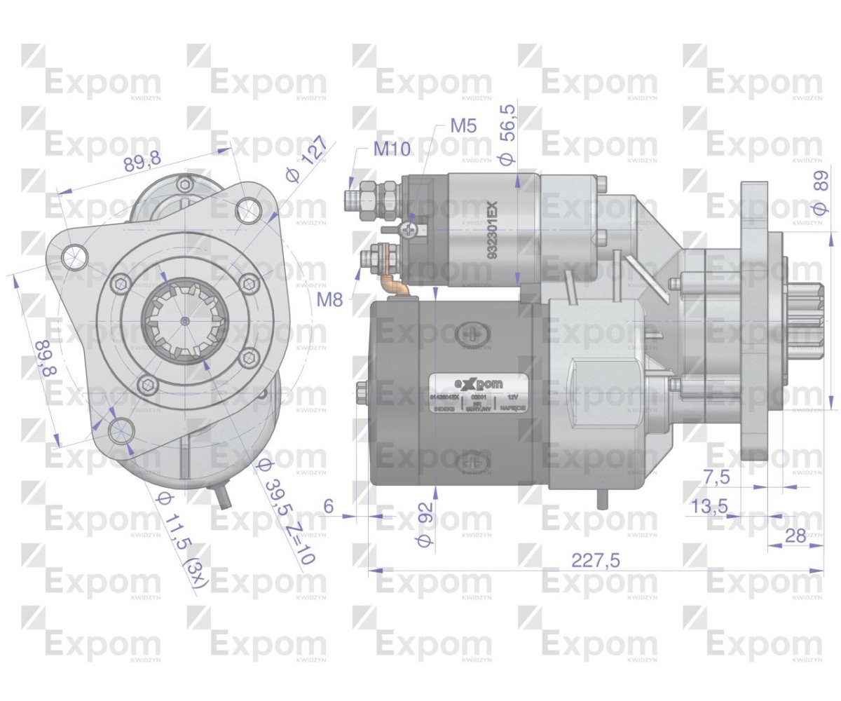 Rozrusznik z reduktorem typu Magneton Ursus 4512,4514 MF-4 Claas 9142804 Blue Line EXPOM KWIDZYN
