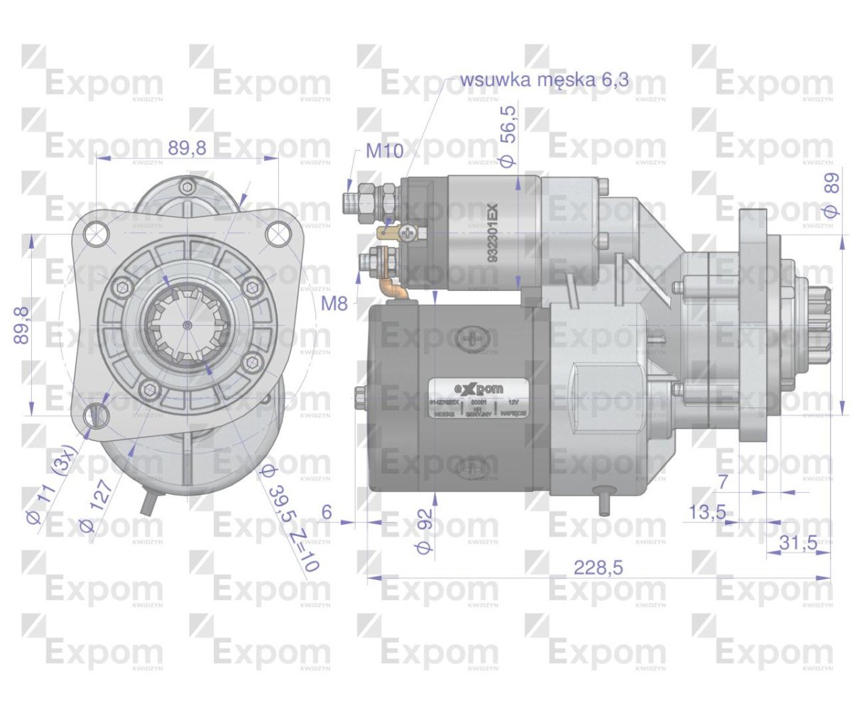 Rozrusznik z reduktorem typu Magneton 9142702 New Holland Blue Line EXPOM KWIDZYN