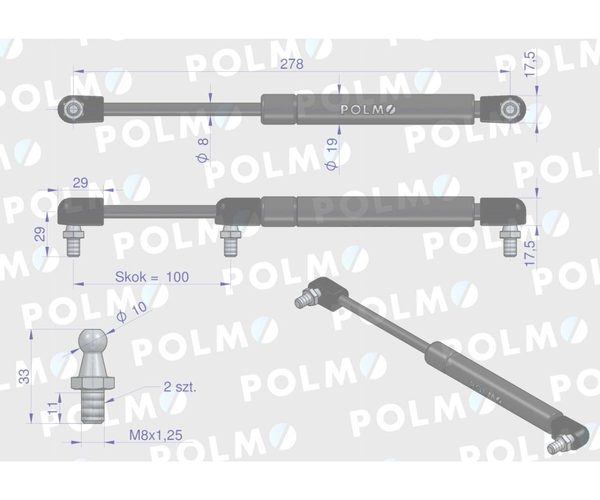 Siłownik dachu 53369911 pasuje do Zetora Proxima Forterra POLMO