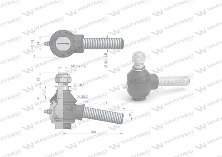 Przegub układu kierowniczego skośny 55113565 5211-7711 Zetor WARYŃSKI