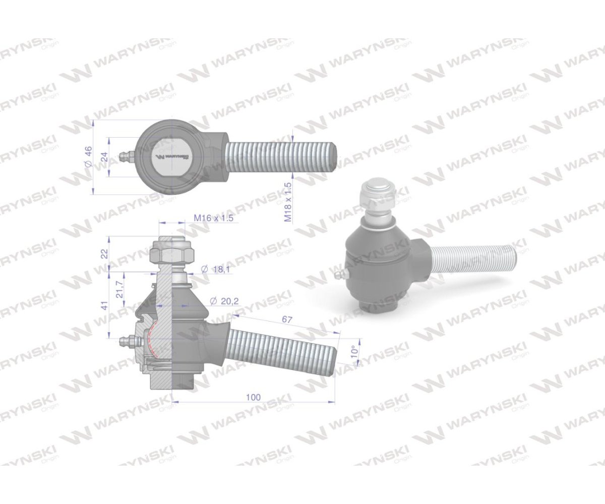 Przegub układu kierowniczego skośny 55113565 5211-7711 Zetor WARYŃSKI