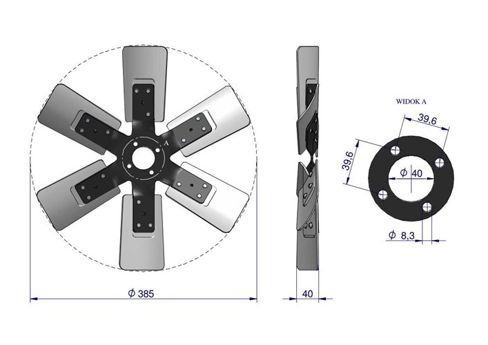 Wentylator chłodnicy 46513440 Zetor C-360 Czeski