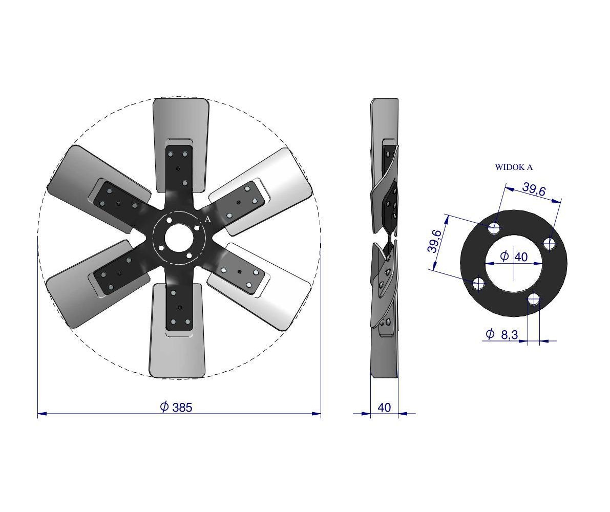 Wentylator chłodnicy 46513440 Zetor C-360 Czeski