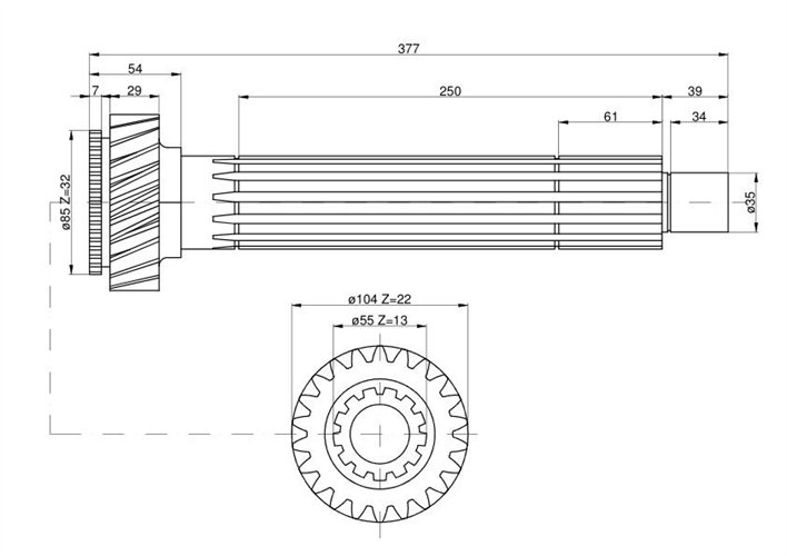 Wał główny 4-cylindrowy oryginał Zetor