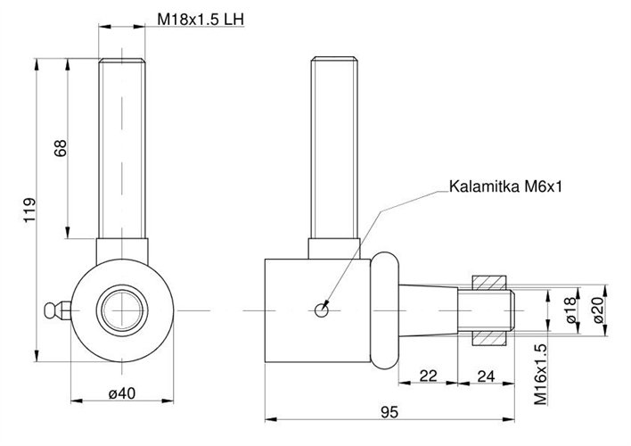 Przegub układu kierowniczego lewy Zetor Czeski