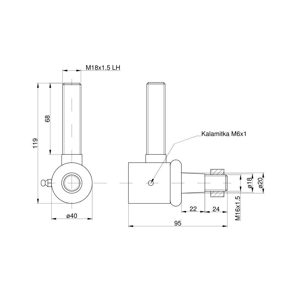Przegub układu kierowniczego lewy Zetor Czeski