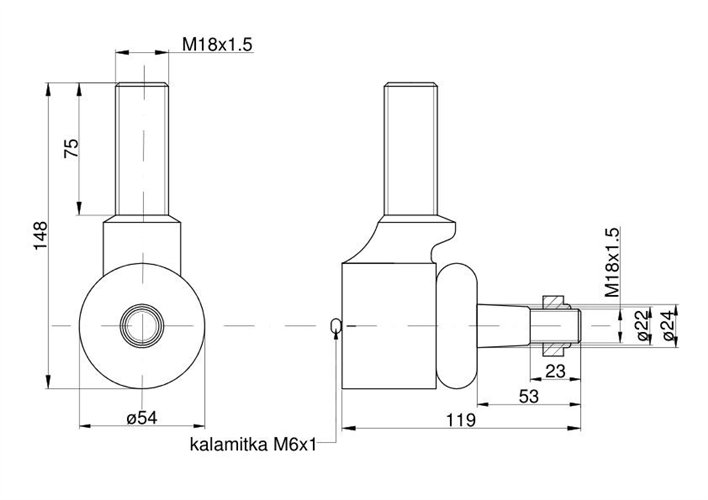 Przegub siłownika układu kierowniczego 5245, 6245, 7245, 7745 Zetor Czeski..