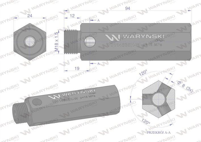 Zawór bezpieczeństwa pompy hydraulicznej krótki do Zetor WARYŃSKI