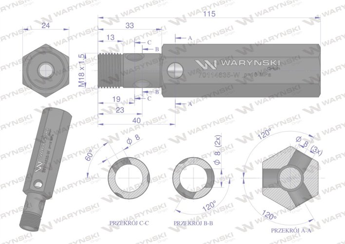 Zawór bezpieczeństwa pompy hydraulicznej długi do Zetora WARYŃSKI