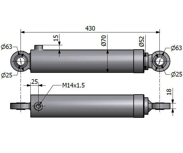 Cylinder hydrauliczny, siłownik pomocniczy jedno wejście Zetor SMN.50.250 70118033 Kraj