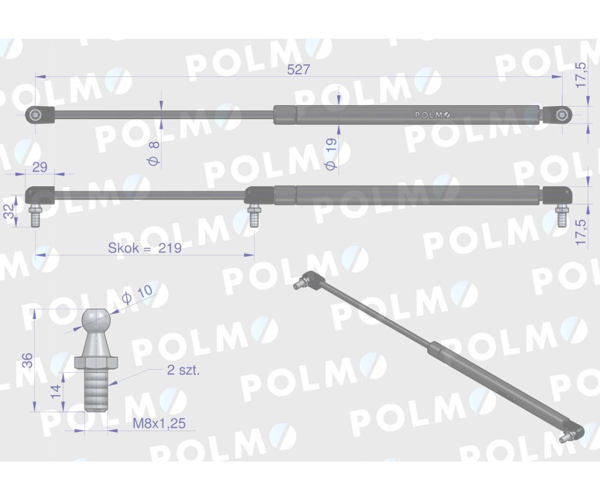 Siłownik dachu 10368918 pasuje do Zetora Proxima Forterra POLMO