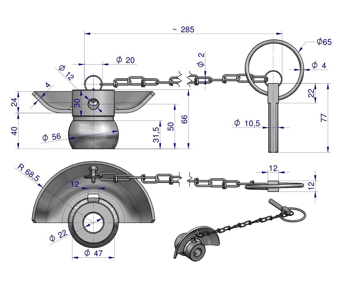Kula z kołnierzem hartowana kat. 1-2 56x22 Waryński