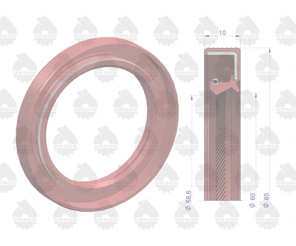 Pierścień uszczelniający uszczelniacz wału korbowego przedni Fluoroelastomer C-330 ORYGINAŁ URSUS