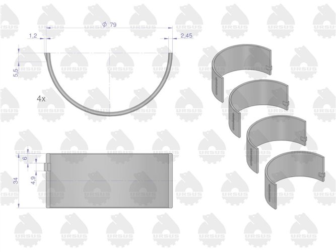 Komplet panewek korbowodowych N-1.00 (IV szlif) 50103913. 90060123 C-330 ORYGINAŁ URSUS