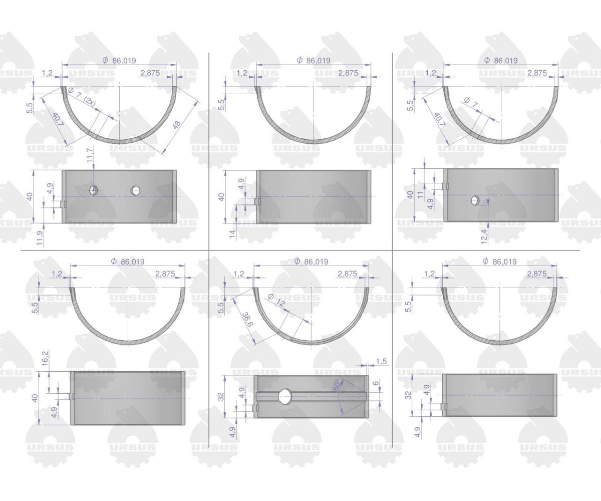 Kpl. panewek głównych N-0,00 (nominalne) 42012130, 90060230 C-330 ORYGINAŁ URSUS