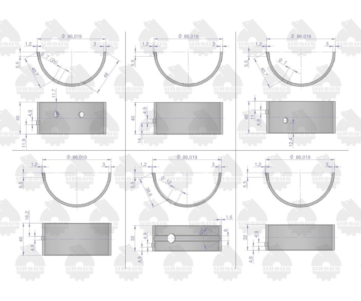 Kpl. panewek głównych N-0,25 (I szlif) 42012131, 90060231 C-330 ORYGINAŁ URSUS