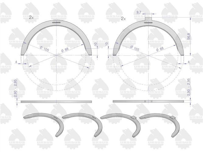 Kpl. półpierścieni N-0,00 (nominalne) 42013990 C-330 ORYGINAŁ URSUS
