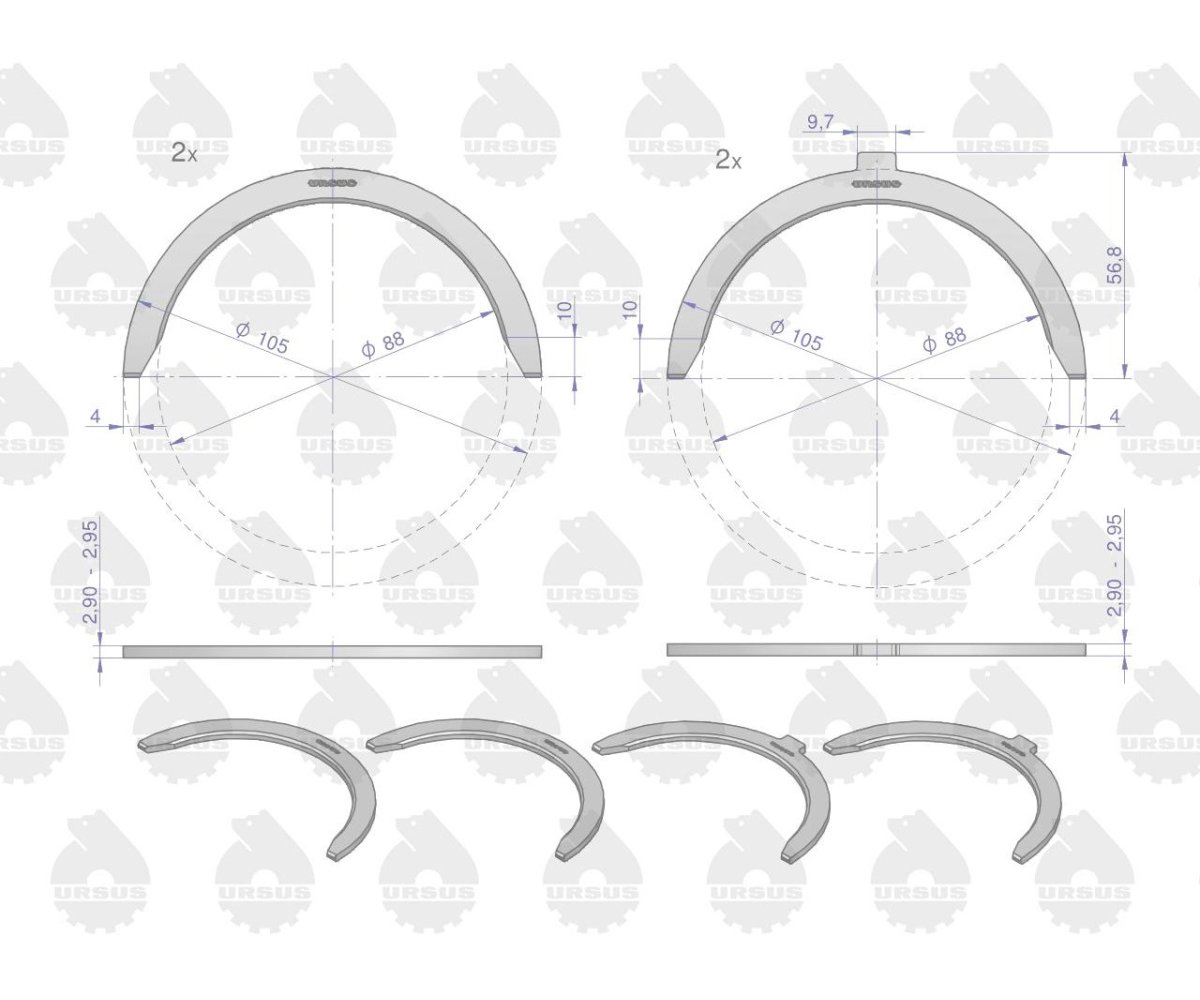 Kpl. półpierścieni N-0,00 (nominalne) 42013990 C-330 ORYGINAŁ URSUS