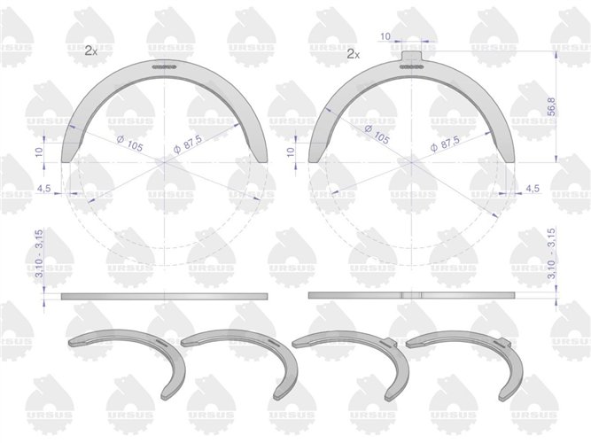 Komplet półpierścieni N-0.40 (II szlif) 42013991 C-330 ORYGINAŁ URSUS