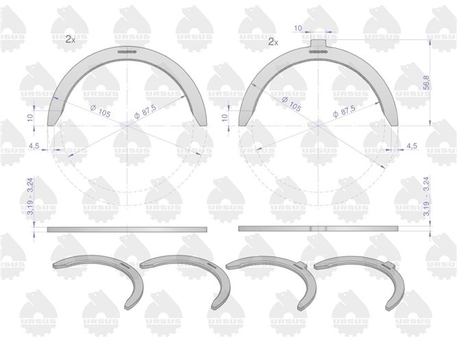 Komplet półpierścieni N-0.60 (III szlif) 42013991 C-330 ORYGINAŁ URSUS