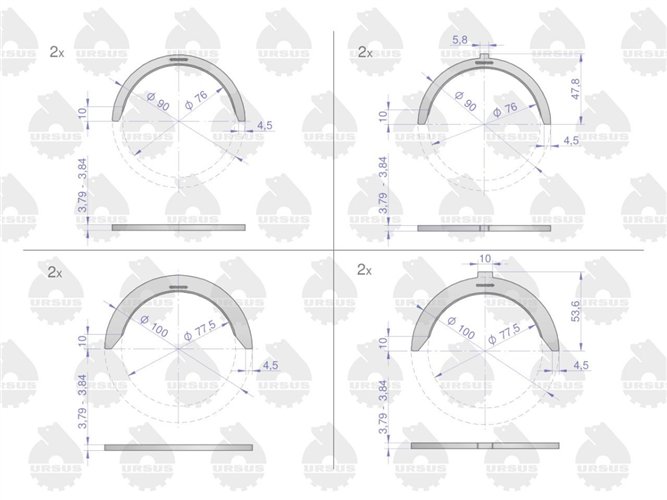 Komplet półpierścieni N-0.90 (III szlif) 46401112 C-360 ORYGINAŁ URSUS