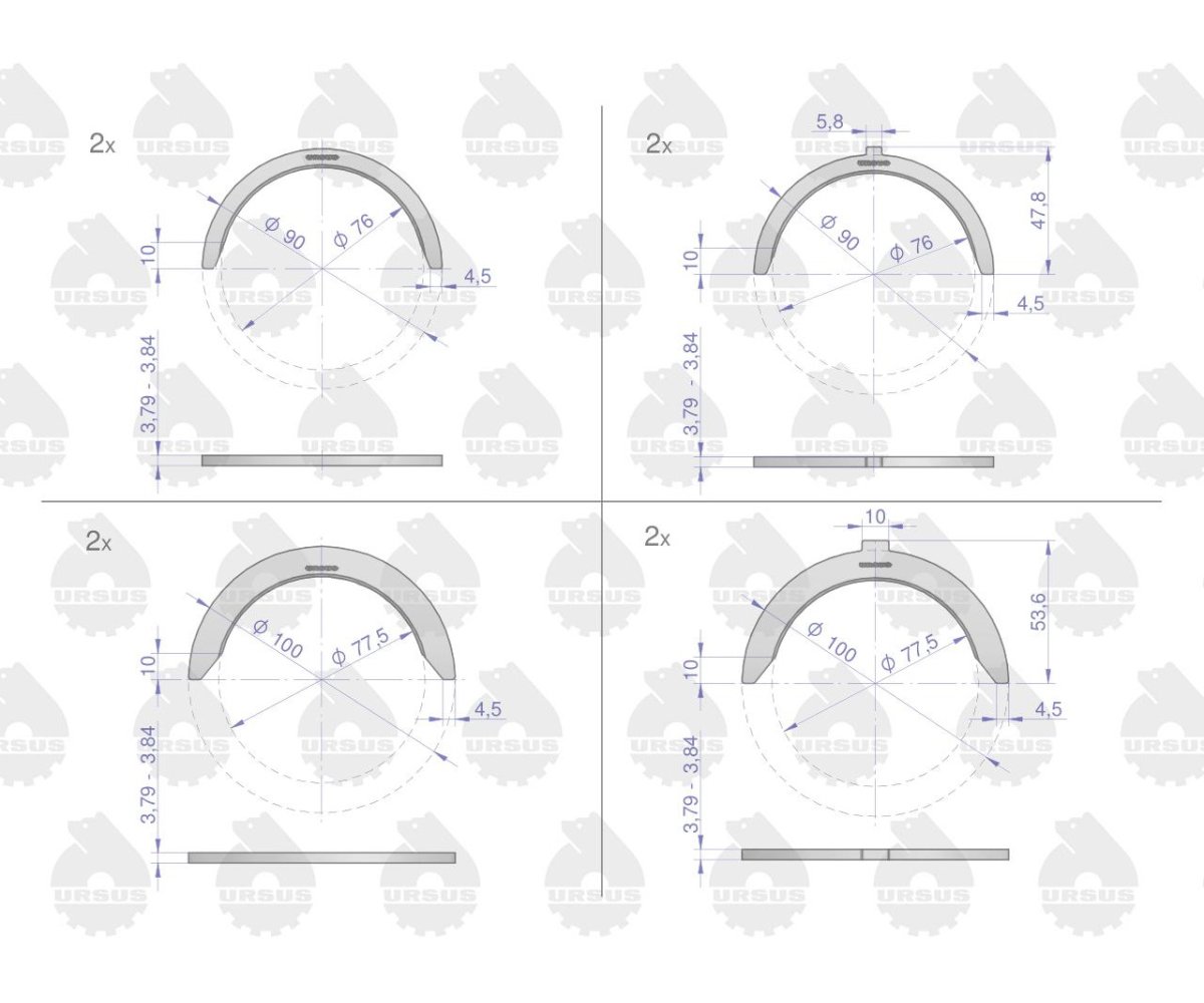 Komplet półpierścieni N-0.90 (III szlif) 46401112 C-360 ORYGINAŁ URSUS