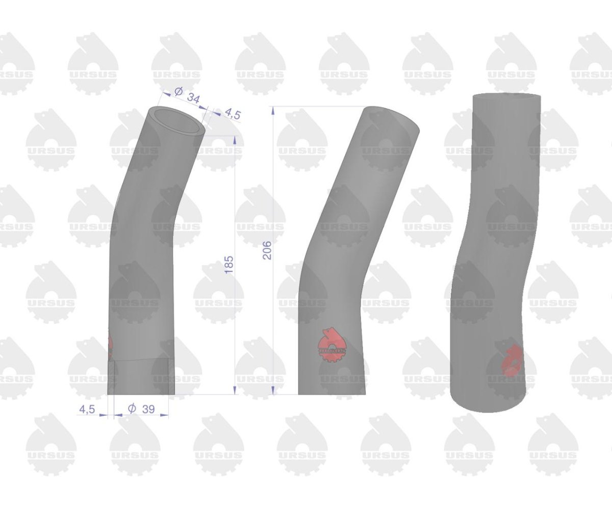Przewód gumowy górny zbrojony płótnem C-360-3P (rura wody) ORYGINAŁ URSUS