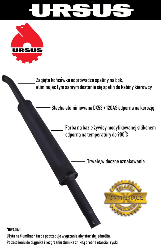 Tłumik boczny krótki 1300mm C-385 ORYGINAŁ URSUS