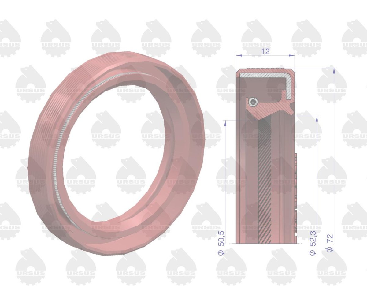 Pierścień uszczelniający uszczelniacz wału korbowego przedni 974240 52x72x12 Fluoroelastomer C-385 ZETOR ORYGINAŁ URSUS