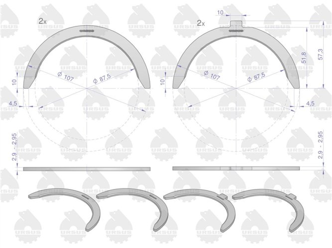 Komplet półpierścieni (nominalne) N-0,00 80002041 C-385 ORYGINAŁ URSUS