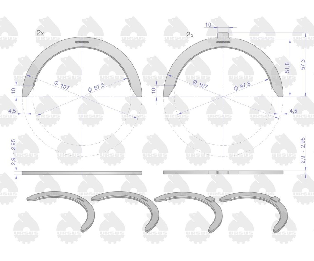 Komplet półpierścieni (nominalne) N-0,00 80002041 C-385 ORYGINAŁ URSUS
