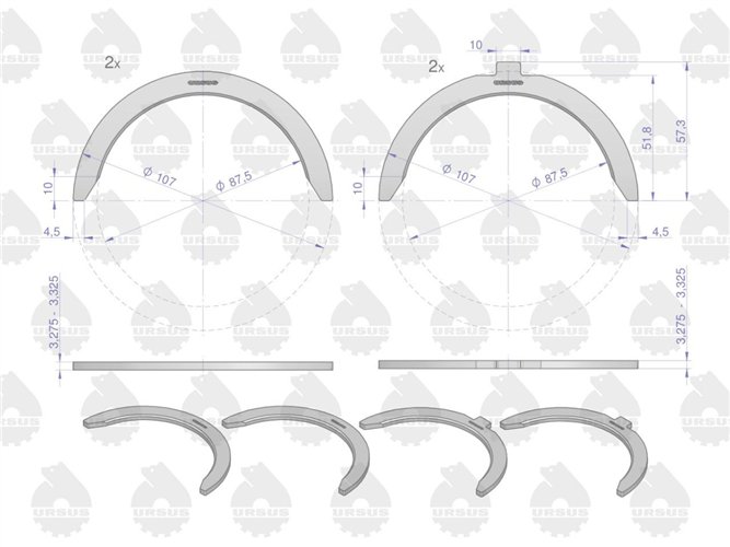Komplet półpierścieni N-0.75 (III szlif) 91250624. 80002138 C-385 ORYGINAŁ URSUS