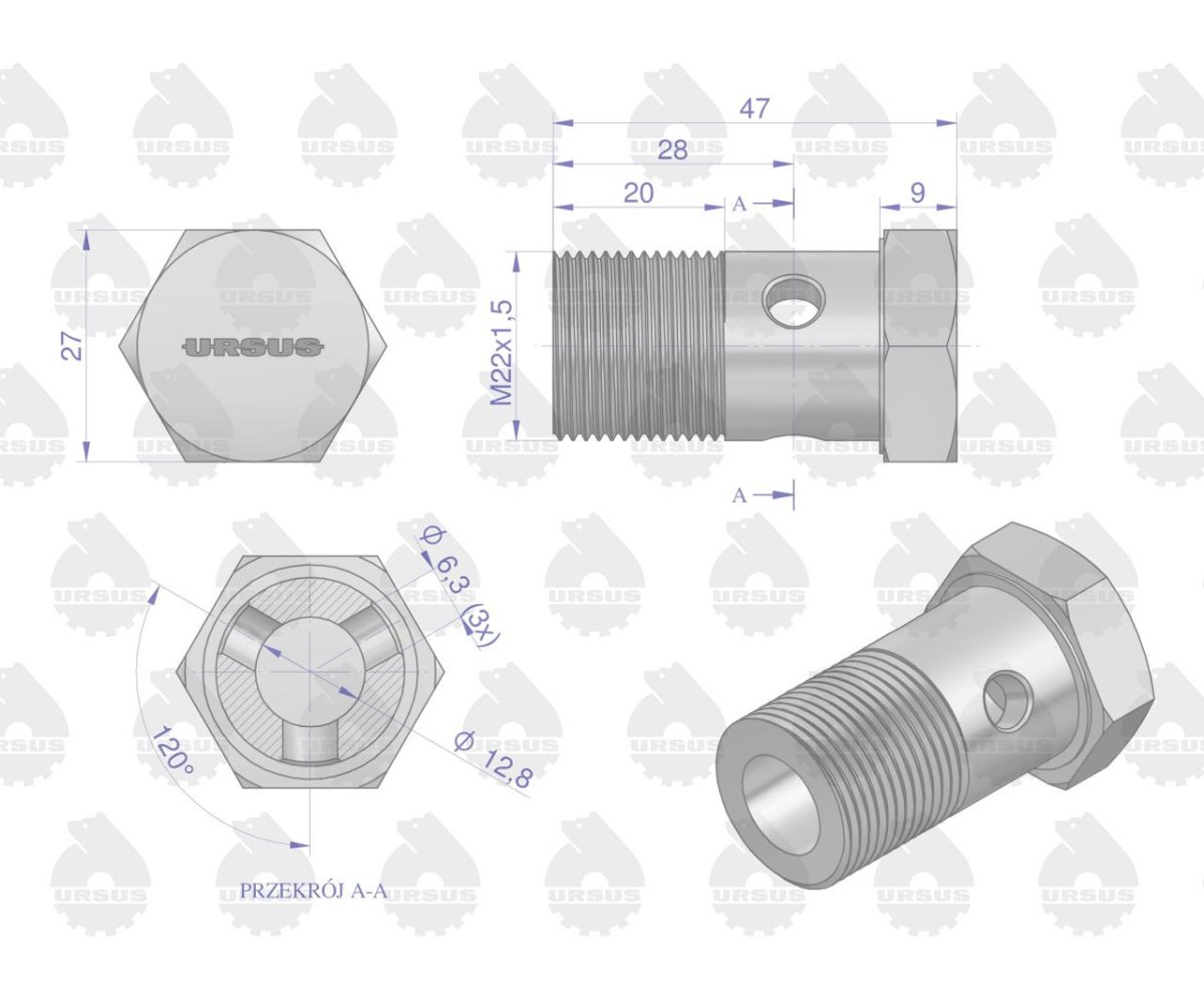 Złączka 84420005 podnośnika hydraulicznego C-385 ORYGINAŁ URSUS