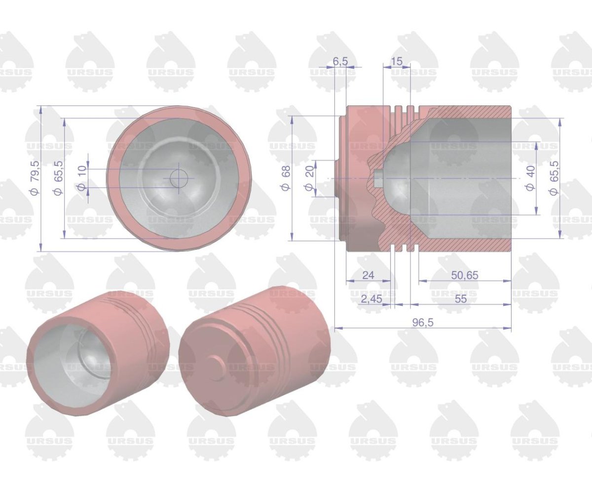 Tłok podnośnika 3-pierśncieniowy MF-3 ORYGINAŁ URSUS