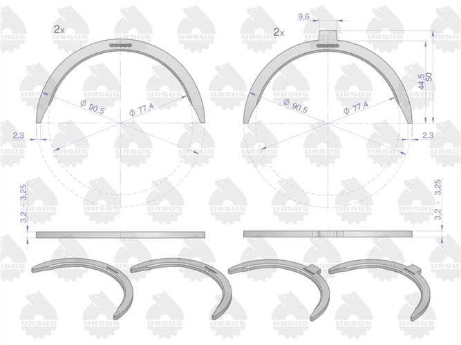 Komplet Półpierścieni P-1 (I szlif) 31137211 MF-3 ORYGINAŁ URSUS