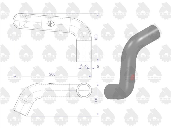 Przewód chłodnicy dolny MF-4 ORYGINAŁ URSUS