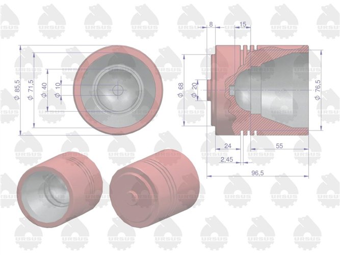 Tłok podnośnika 3-pierśncieniowy 897596M1 MF-4 ORYGINAŁ URSUS