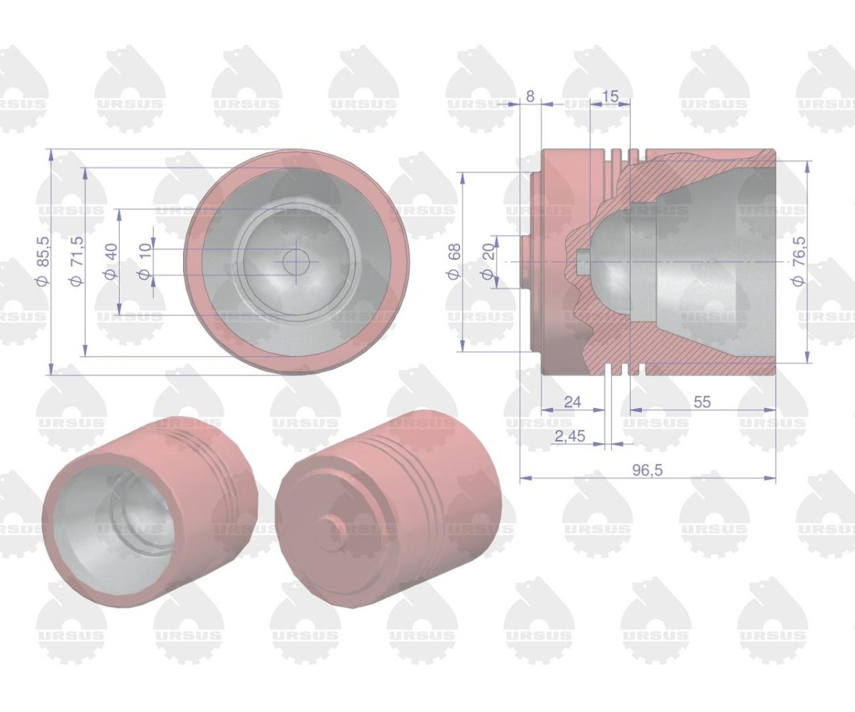 Tłok podnośnika 3-pierśncieniowy 897596M1 MF-4 ORYGINAŁ URSUS