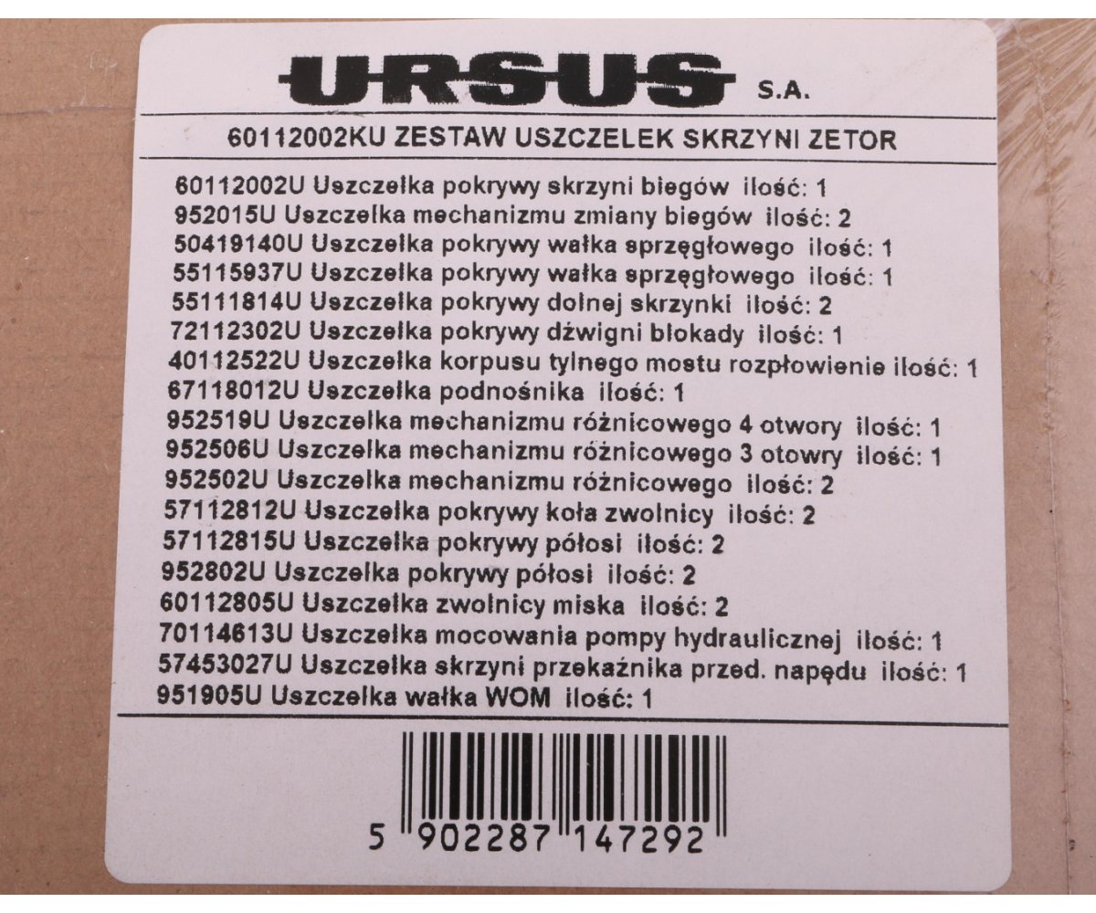 Komplet ( zestaw ) uszczelek skrzyni / mostu ZETOR ORYGINAŁ URSUS