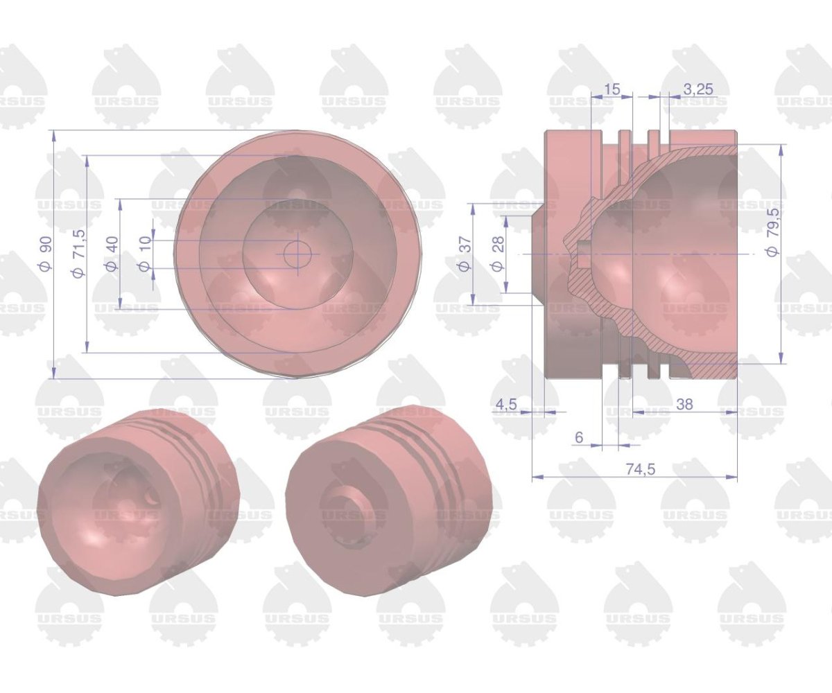 Tłok cylindra podnośnika 67118008 Zetor ORYGINAŁ URSUS